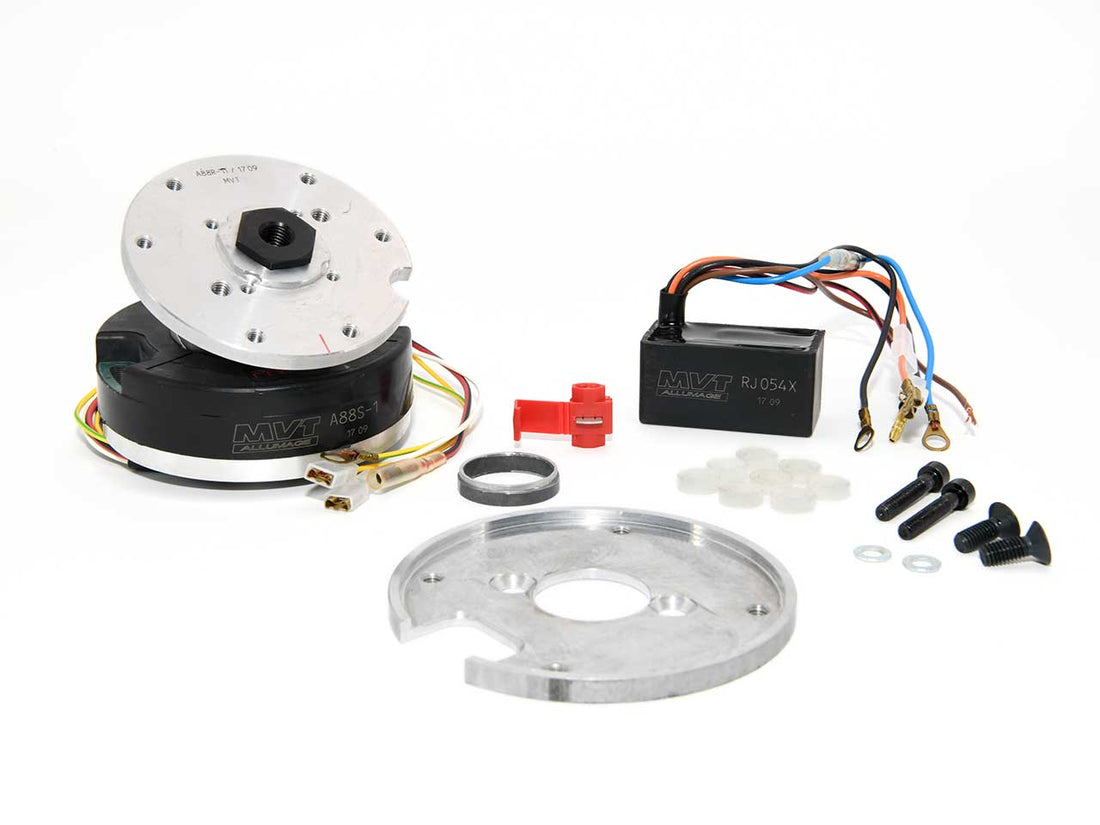 MVT Zündung für einen Peugeot Jet Force Motor. Analoger Stator mit Montageplatte, Innenrotor und CDI.