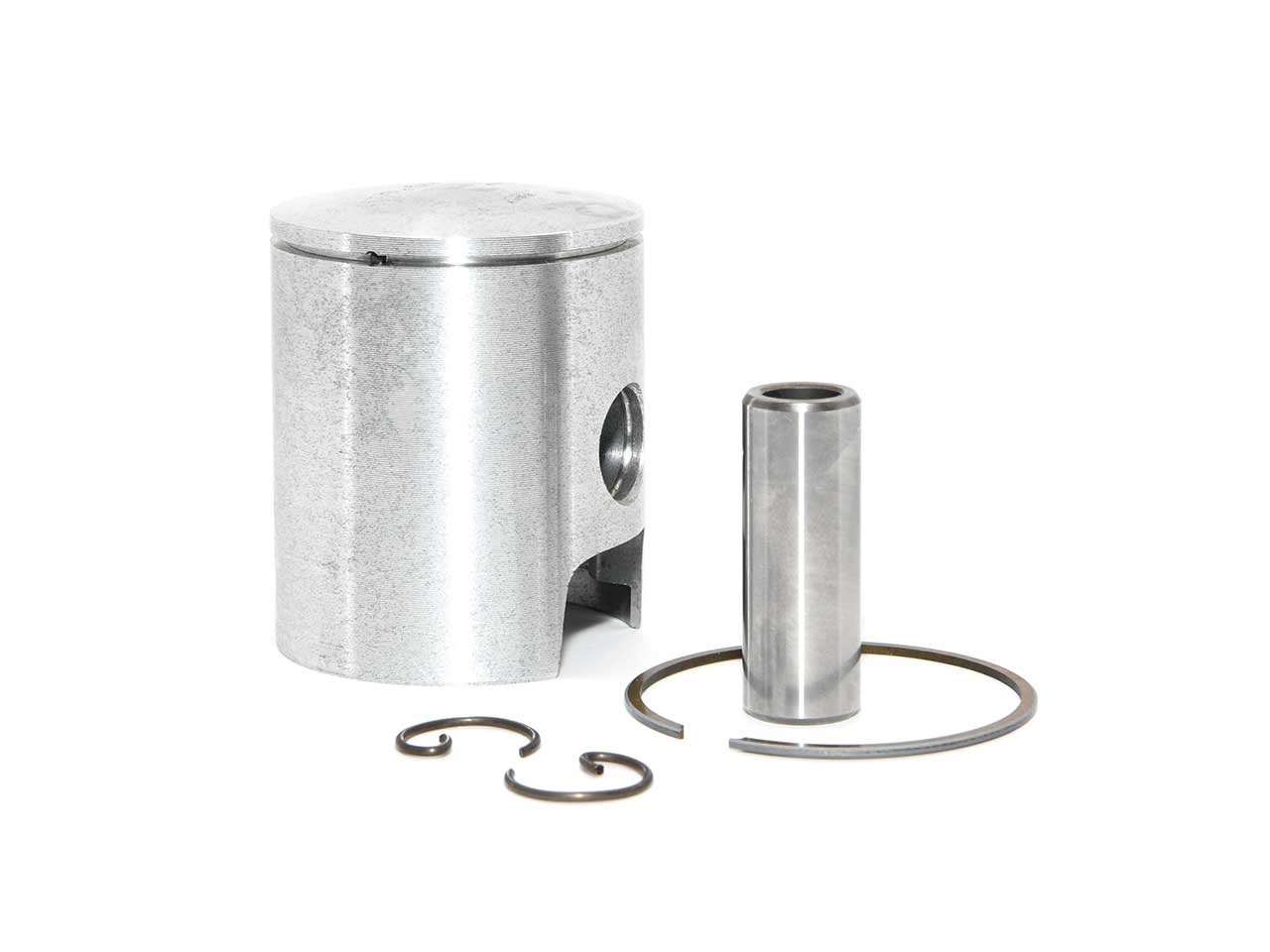 Barikit Kolben für einen Derbi Moped Motor. Ein Kolbenbolzen sowie 2 Kolbenclips und ein Kolbenring.