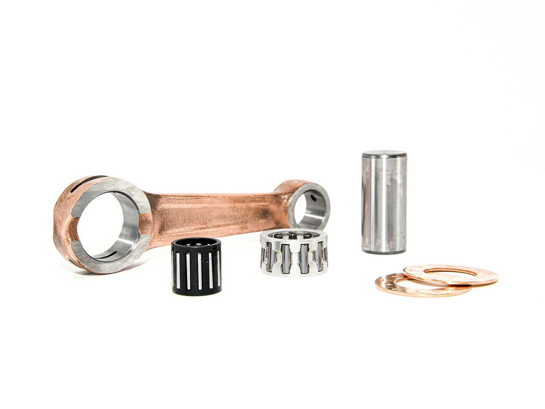 Barikit Pleuel für einen Minarelli P6R Moped Motor. Ein Hubzapfen, zwei Anlaufscheiben sowie 2 Nadellager.