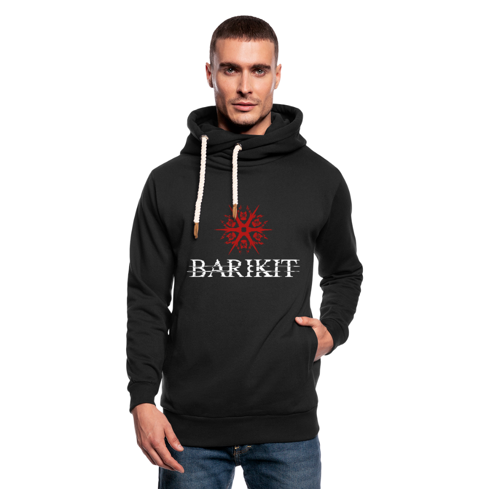 Unisex Schalkragen Hoodie - Schwarz