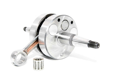Barikit Kurbelwelle für einen Derbi Senda Moped Motor. Eine Pleuelstange mit Hubzapfen und ein Nadellager.