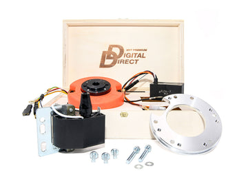 MVT Zündung für einen Derbi Senda Motor. Digitaler Stator mit Montageplatte, Innenrotor, Zündspule und CDI. Verpackt in Holzkiste.